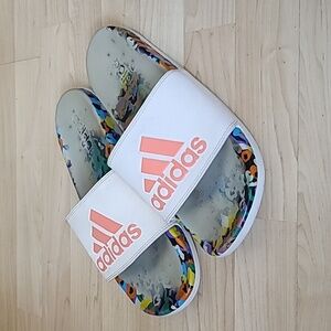 Adidas ADILETTE COMFORT Slides Soft Multi Color Sandals Women's Size 9